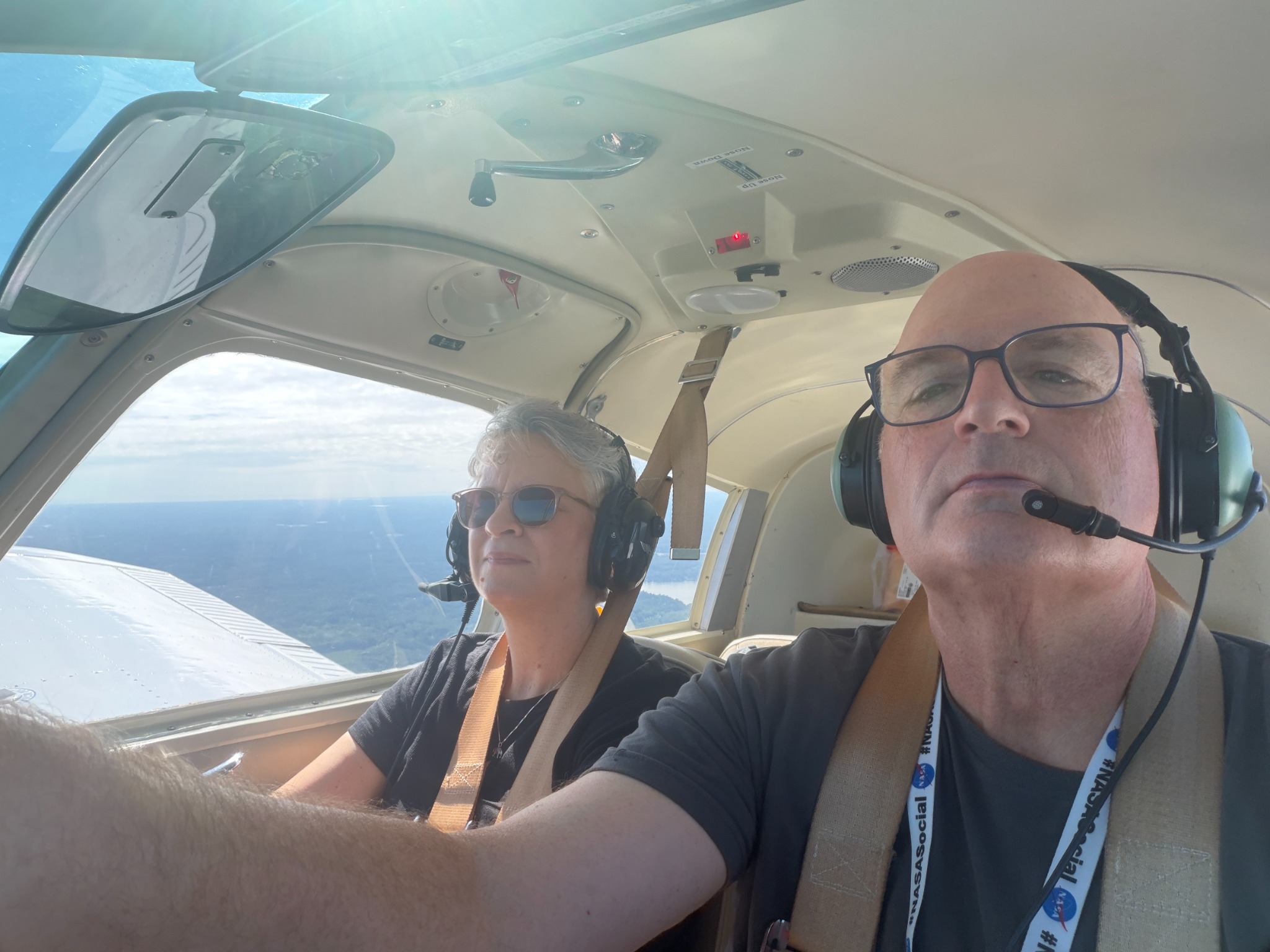 Mark and Maureen flying in Marvelous Moe